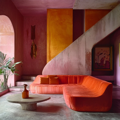 橙色玫瑰客厅实景摄影