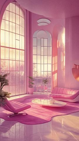粉色未来主义室内空间