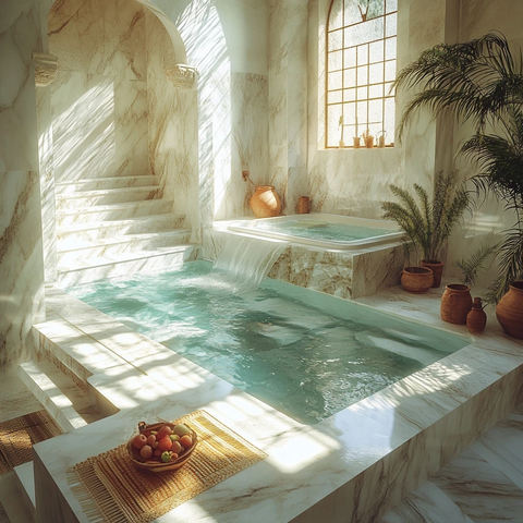 古希腊浴池水晶水池水果摆设