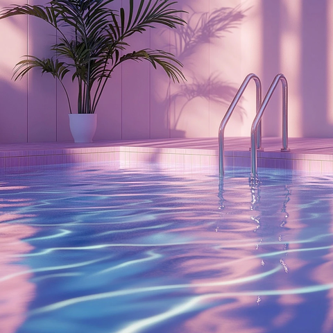 游泳池梯子水波纹粉色调