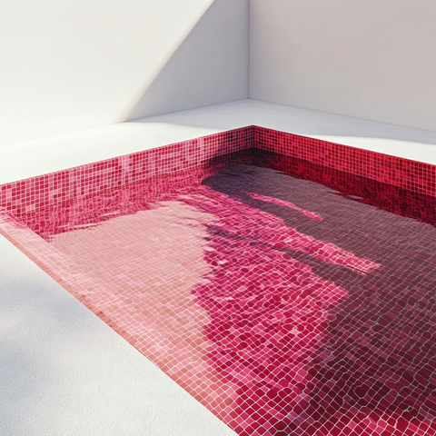 红色马赛克瓷砖游泳池