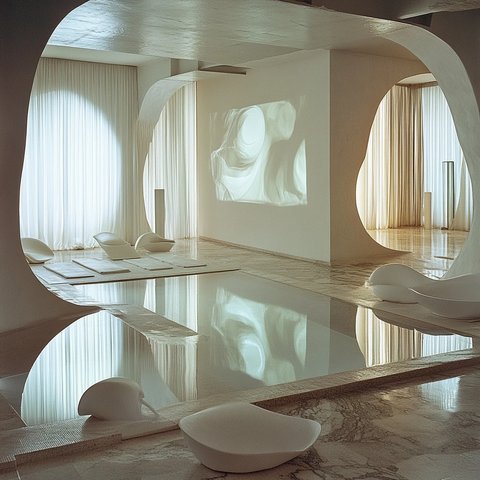 泳池镜面投影家具空间