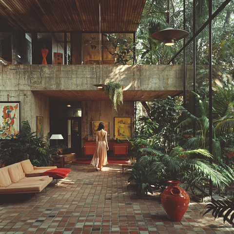 砖地木墙花园室内设计