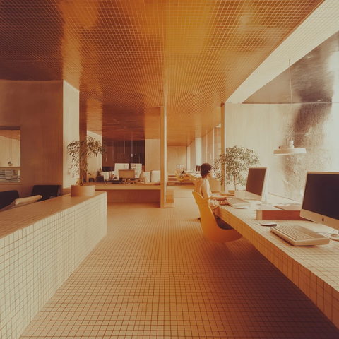 陶瓷地板沙色墙壁办公空间