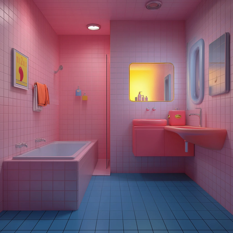 鱿鱼游戏风格浴室