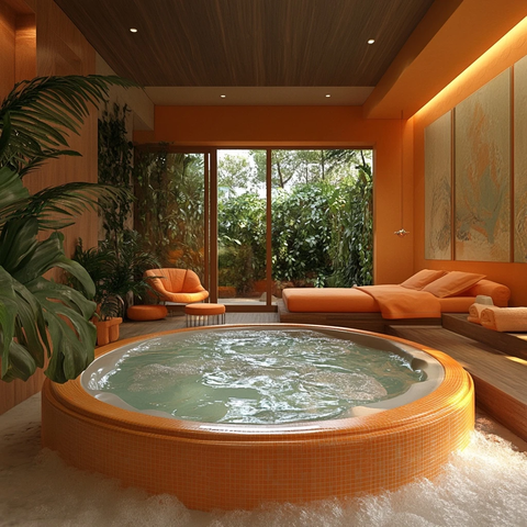 按摩中心橙色主题浴缸