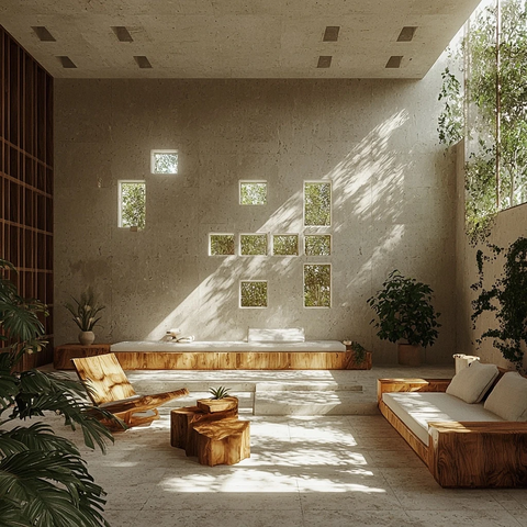 方形窗木质客厅设计