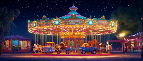 夜色中的旋转木马夜景