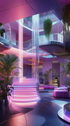 霓虹内饰未来城市细节