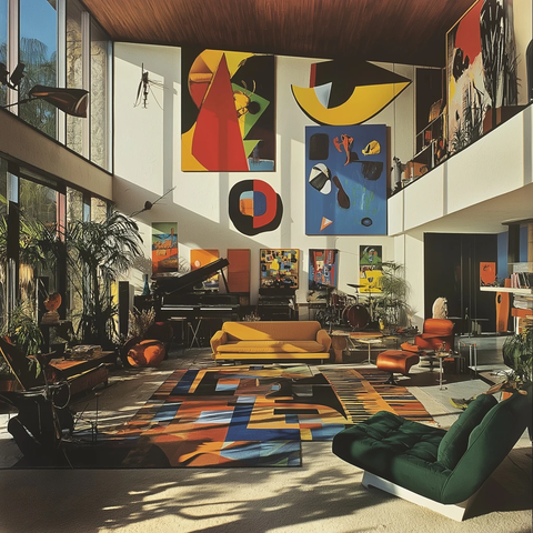 巨型客厅乐队演奏艺术品墙