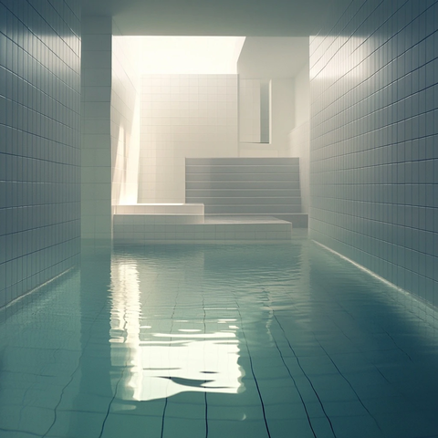 白色瓷砖池渐入阴影