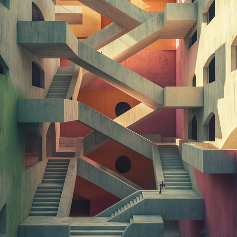 交错楼梯多向色彩动画