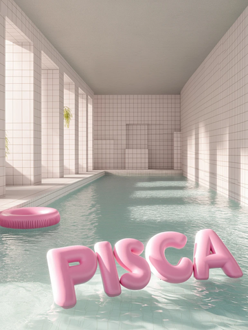 健身房泳池漂浮粉色字母