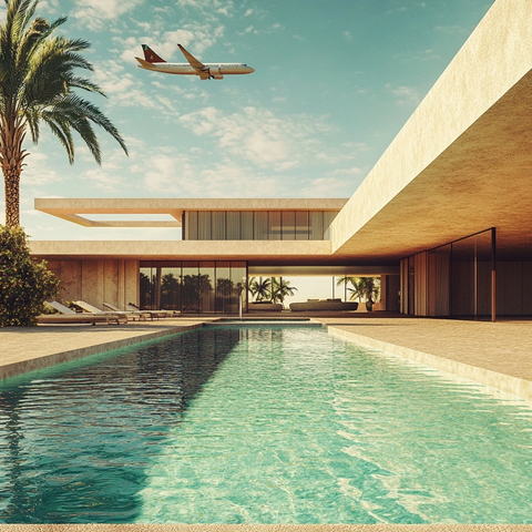 阳光泳池飞机天空