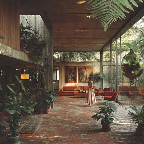 砖地木墙花园室内设计