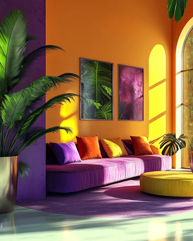 紫黄橙色室内设计布局