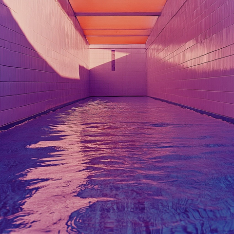 蓝色紫色泳池俯视图