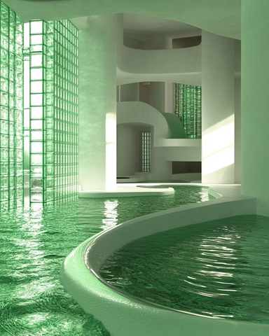 绿水庭院玻璃墙雕塑