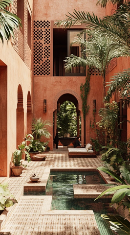 砖墙庭院水景生活