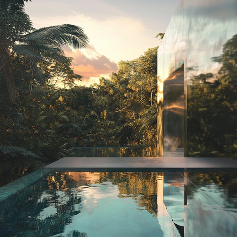 银墙别墅温暖内饰泳池