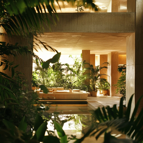 绿色植物环绕的空间