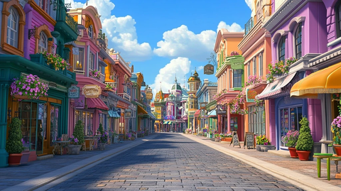 色彩缤纷的特色街道街景