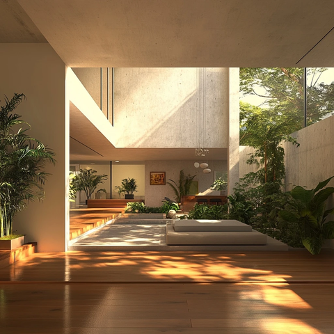 玻璃门窗客厅植物装饰