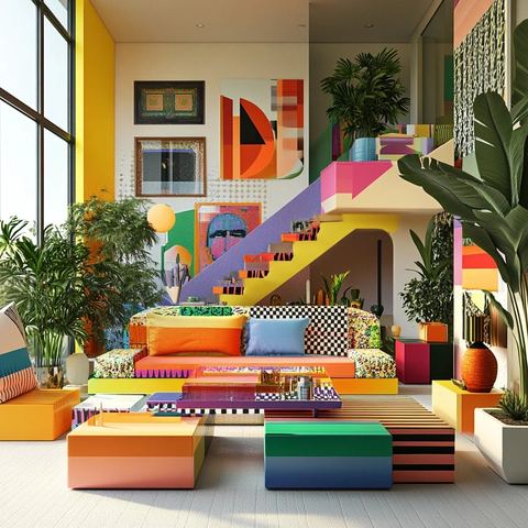 孟菲斯风格客厅设计