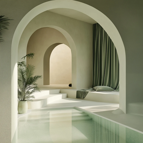 禅意地下空间与绿色丝帘