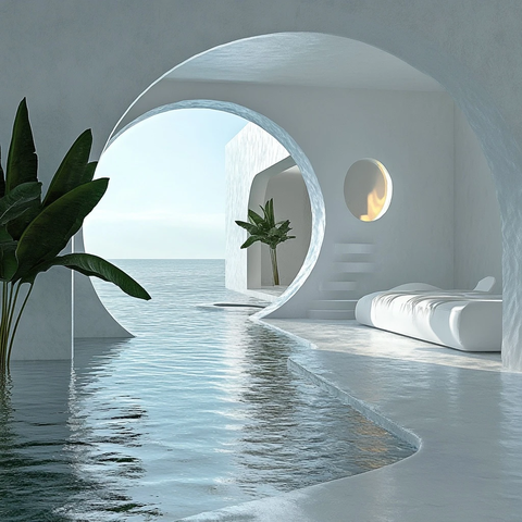 现代艺术装饰海浪室内