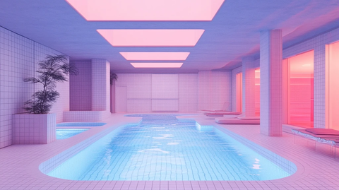 泳池大厅蒸汽波空间
