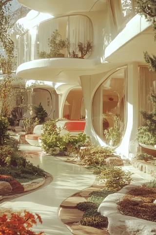 白色房屋花园年代风格