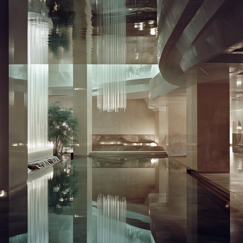 水晶酒店大堂反射艺术