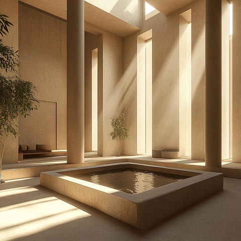 阳光洒落的中世纪现代客厅