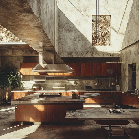 现代厨房原始材料设计