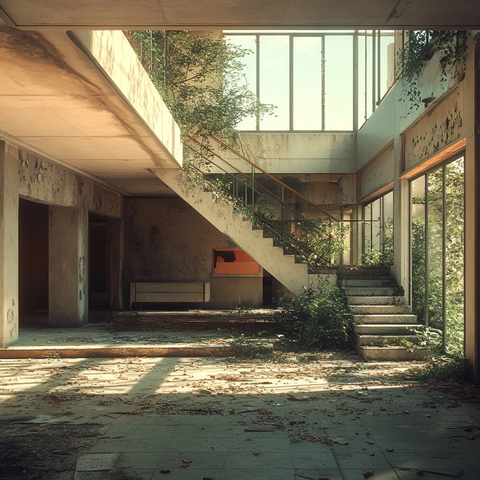 废弃现代房屋遗迹