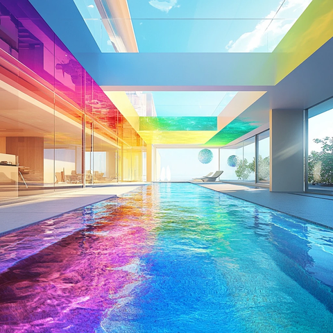 彩虹色彩泳池水晶水