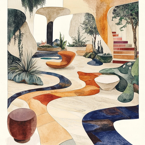 家具店水彩场景设计