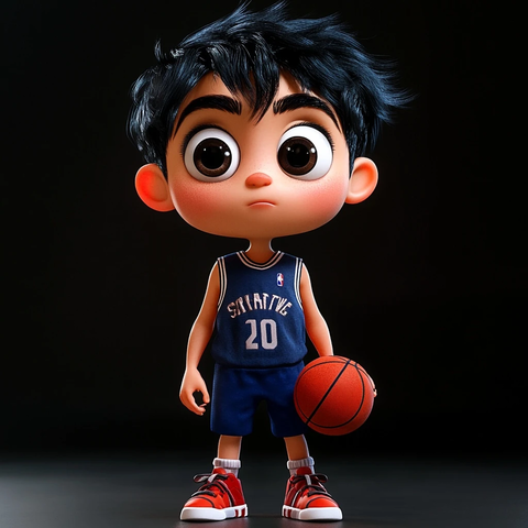 篮球少年黑发黑眼红鞋