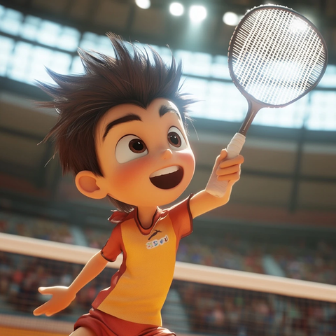 运动员挥拍击落羽毛球