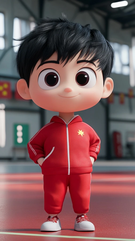 红衣男孩室内运动场