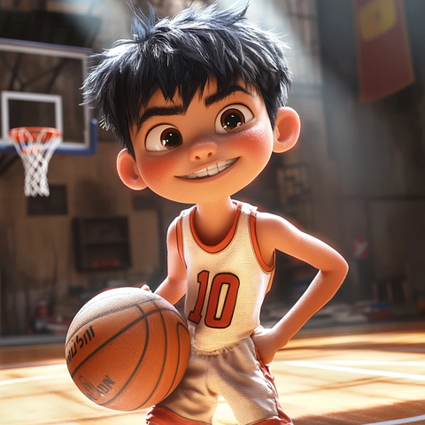 篮球员号球衣比赛场景