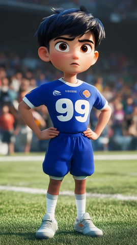 足球场上的岁蓝衣球员