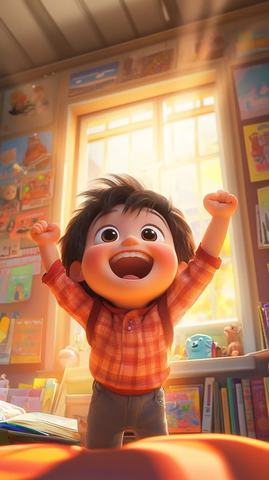 男孩书房玩具书阳光