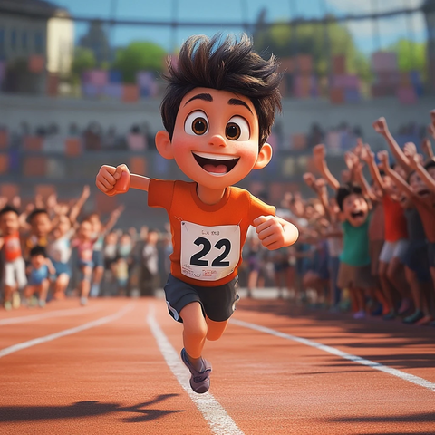 男孩号参赛奔跑中