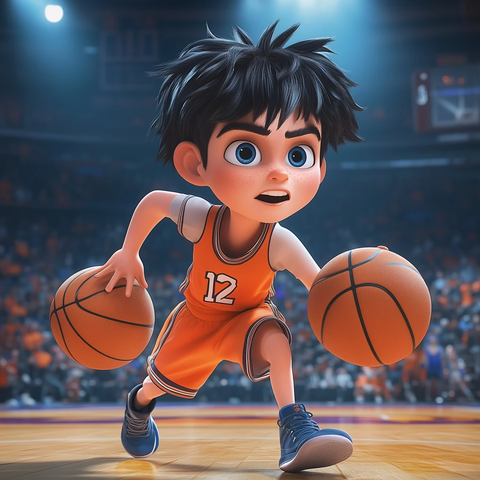 篮球少年赛场动感瞬间