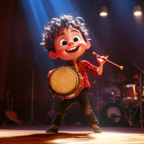 年轻音乐家舞台演奏手鼓