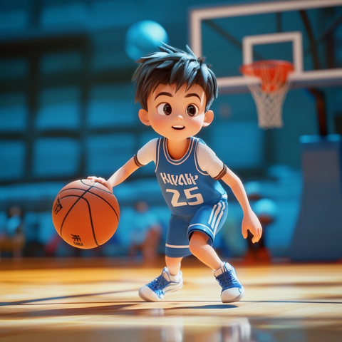 启星篮球少年投篮瞬间