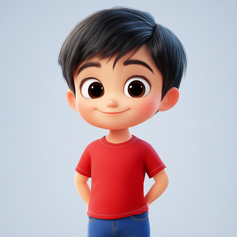 男孩阿德里亚诺红色恤蓝裤