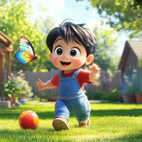 小男孩追蝴蝶